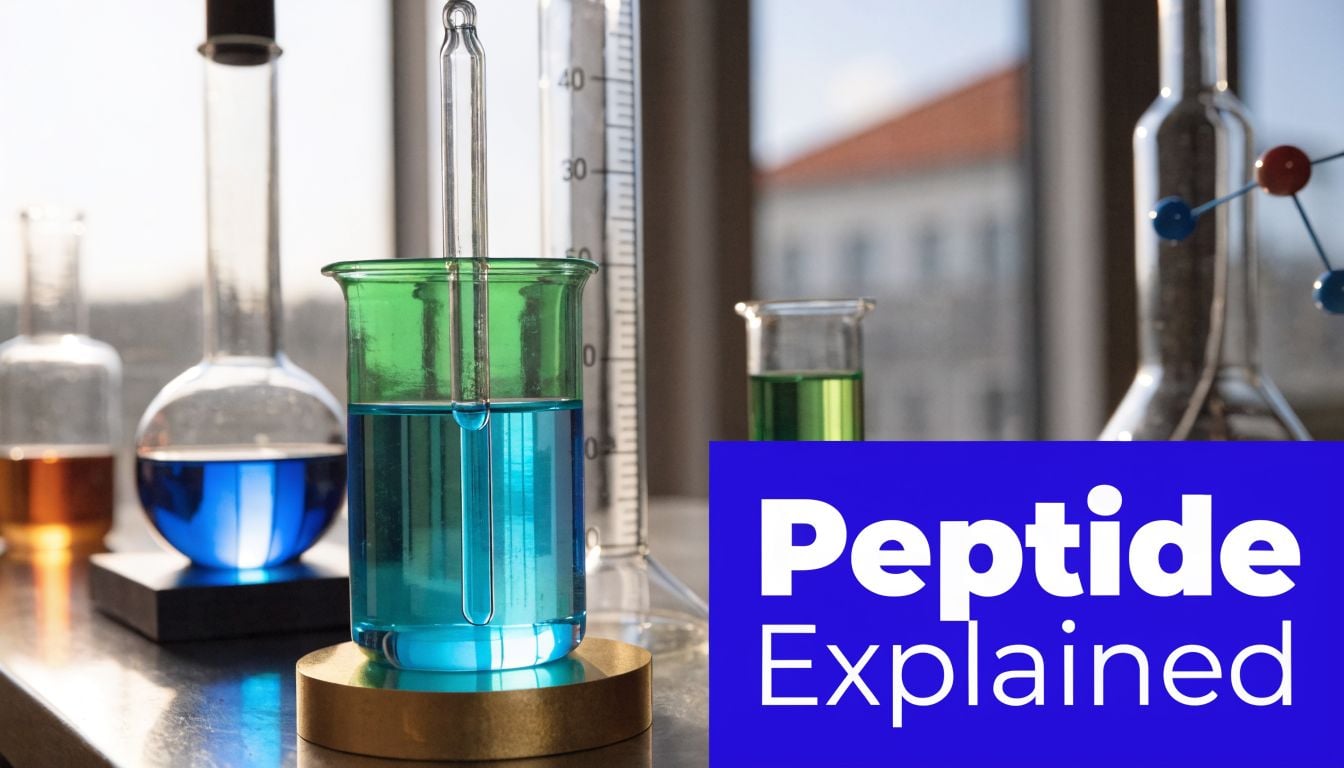 Scientific glassware with blue and green liquids arranged in a laboratory setting for chemical experiments.