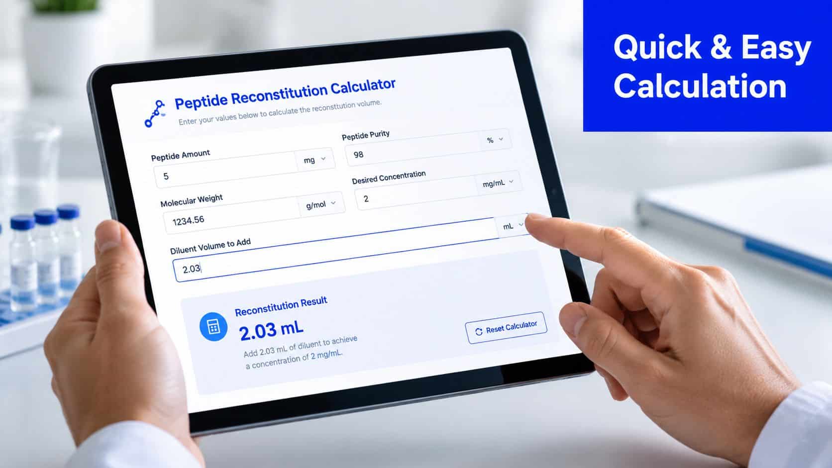 Screenshot from https://example.com/screenshot_of_peptide_warehouse_calculator.png